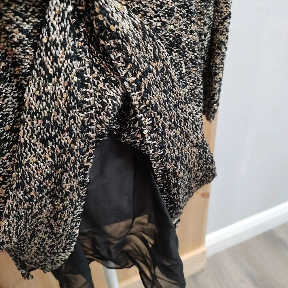 Gibson Latimer Glitter Party Blouse Black Gold Sz 1X Lined Layered Party Casual
